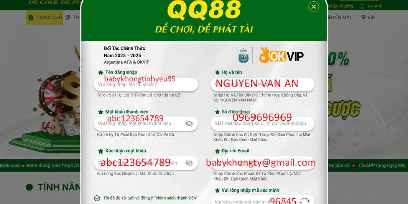 Đăng Ký QQ88 đơn giản